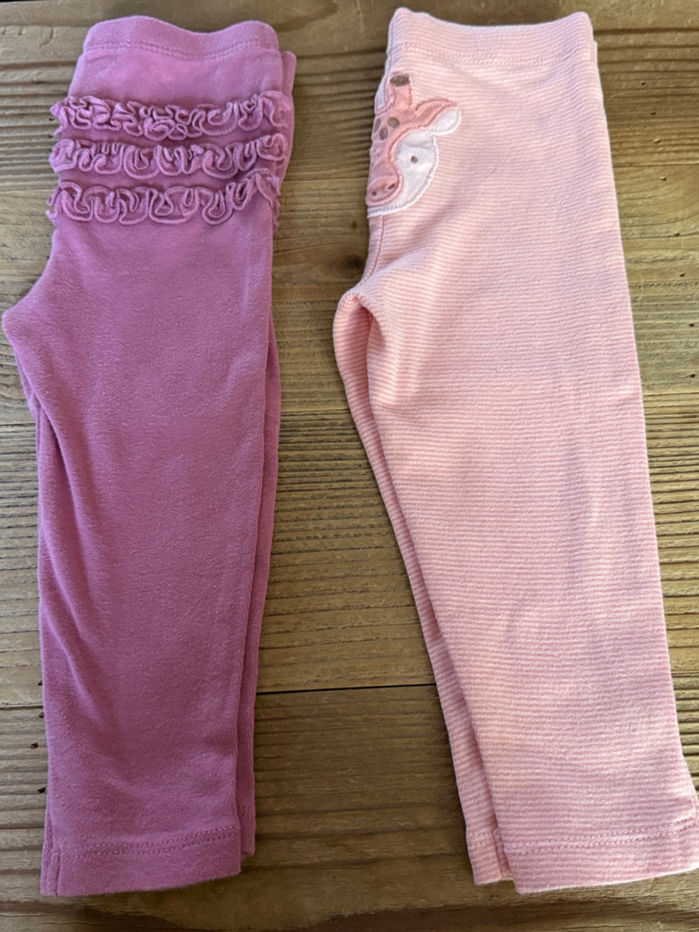 Kids' Pink & Light Pink Ruffle Leggings - Set of 2
